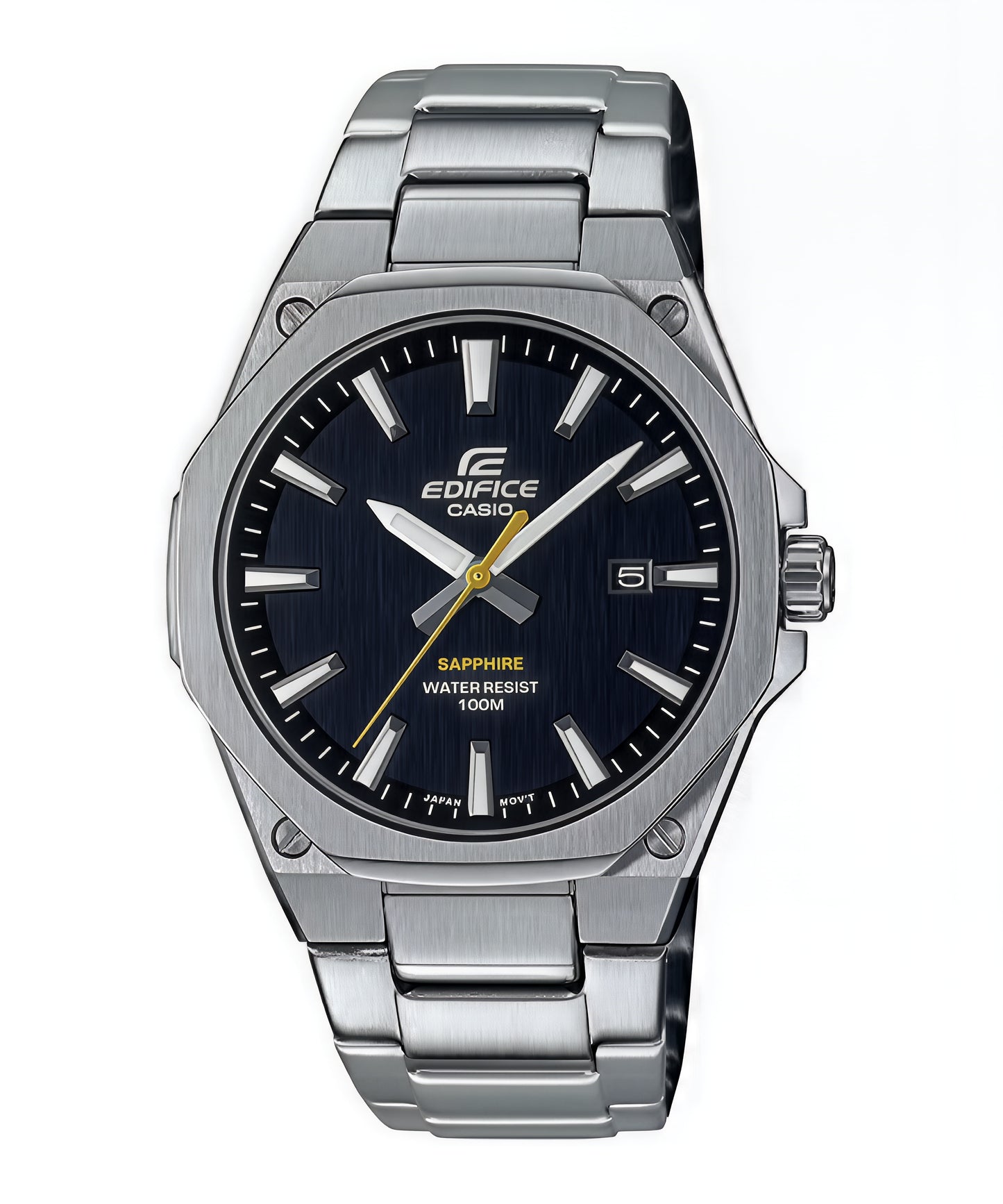 CASIO EDIFICE EFR-S108D-1A SILVER STEEL BAND BLACK DIAL  FOR MEN