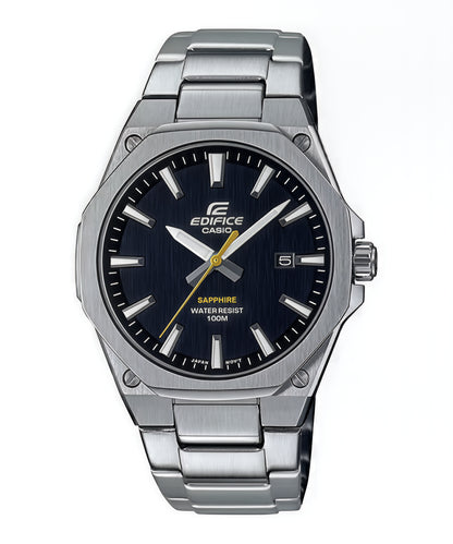 CASIO EDIFICE EFR-S108D-1A SILVER STEEL BAND BLACK DIAL  FOR MEN