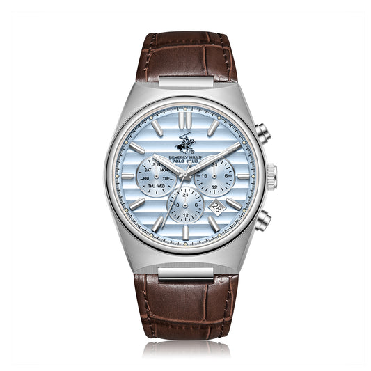 POLO BP3821X.302 BROWN LEATHER BAND BABY BLUE DIAL  FOR MEN