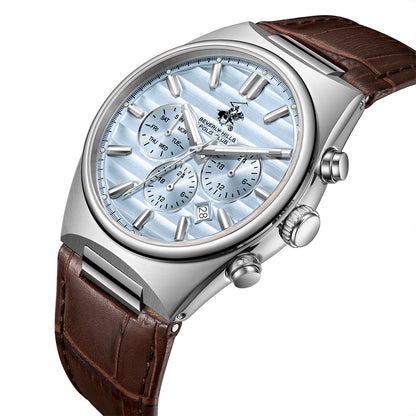 POLO BP3821X.302 BROWN LEATHER BAND BABY BLUE DIAL  FOR MEN