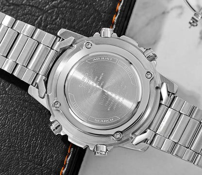 CASIO  AMW-880D-1A SILVER STEEL BAND BLACK DIAL  FOR MEN