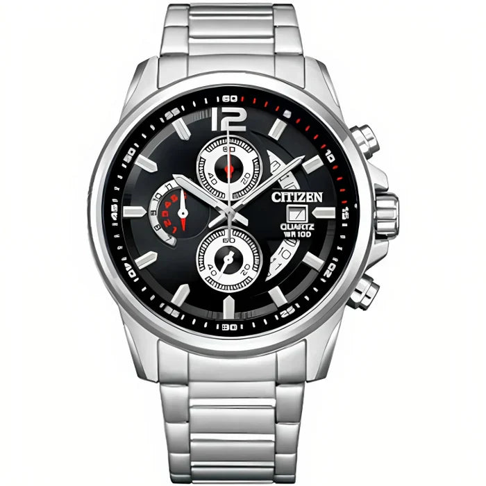 CITIZEN AN3690-56E SILVER STEEL BAND BLACK DIAL  FOR MEN