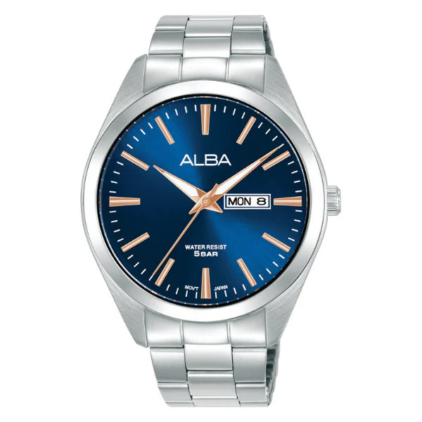 ALBA  AJ6205X1Q SILVER STEEL BAND NAVY BLUE DIAL  FOR MEN