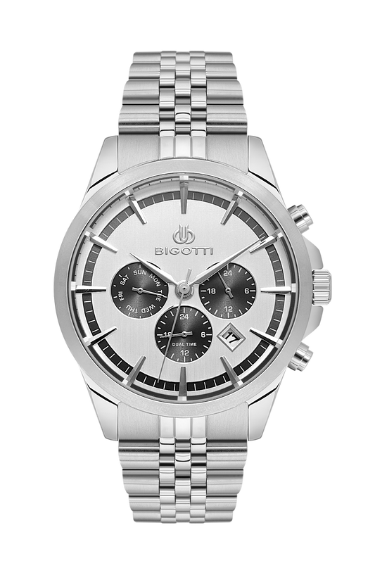 BIGOTTI BG.1.10468-1 SILVER STEEL BAND SILVER DIAL  FOR MEN