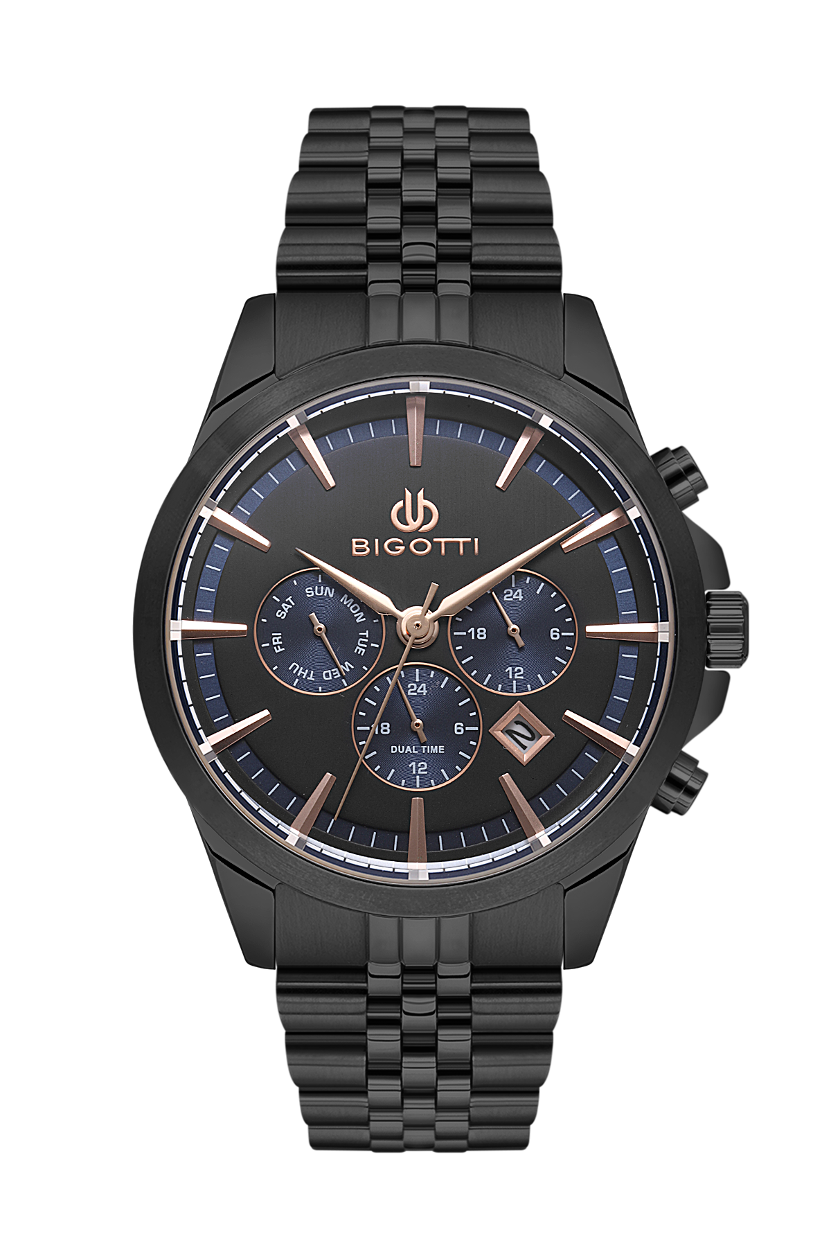 BIGOTTI BG.1.10468-5 BLACK STEEL BAND BLACK DIAL  FOR MEN