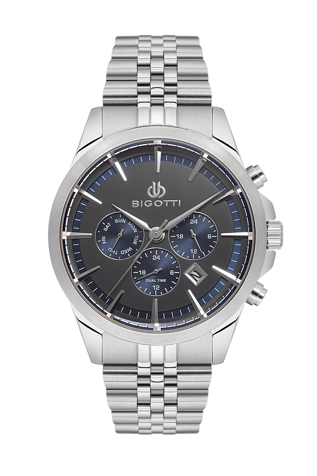 BIGOTTI BG.1.10468-7 SILVER STEEL BAND GREY DIAL  FOR MEN