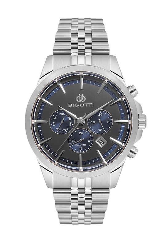 BIGOTTI BG.1.10468-7 SILVER STEEL BAND GREY DIAL  FOR MEN