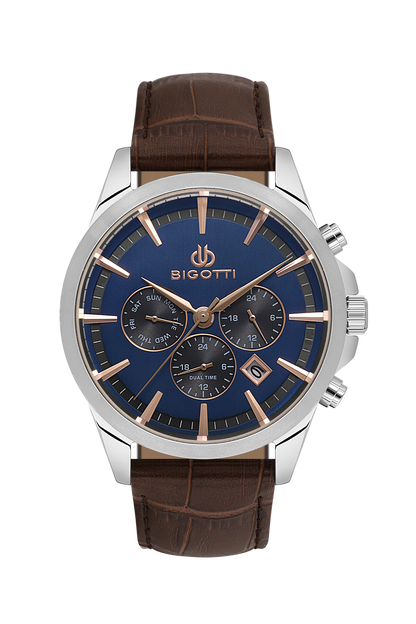 BIGOTTI BG.1.10491-3 BROWN LEATHER BAND NAVY BLUE DIAL  FOR MEN