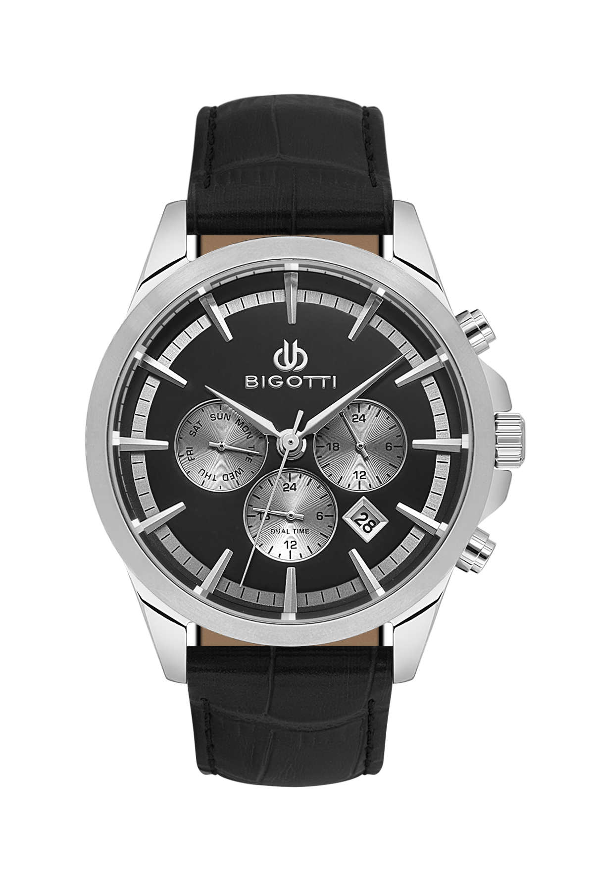 BIGOTTI BG.1.10491-6 BLACK LEATHER BAND BLACK DIAL  FOR MEN