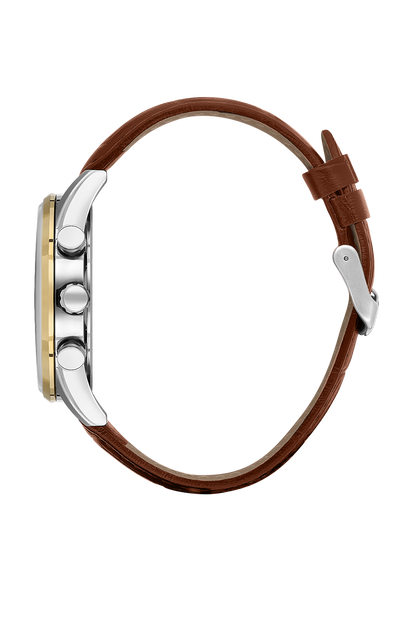 BIGOTTI BG.1.10510-3 BEIGE LEATHER BAND SILVER DIAL  FOR MEN