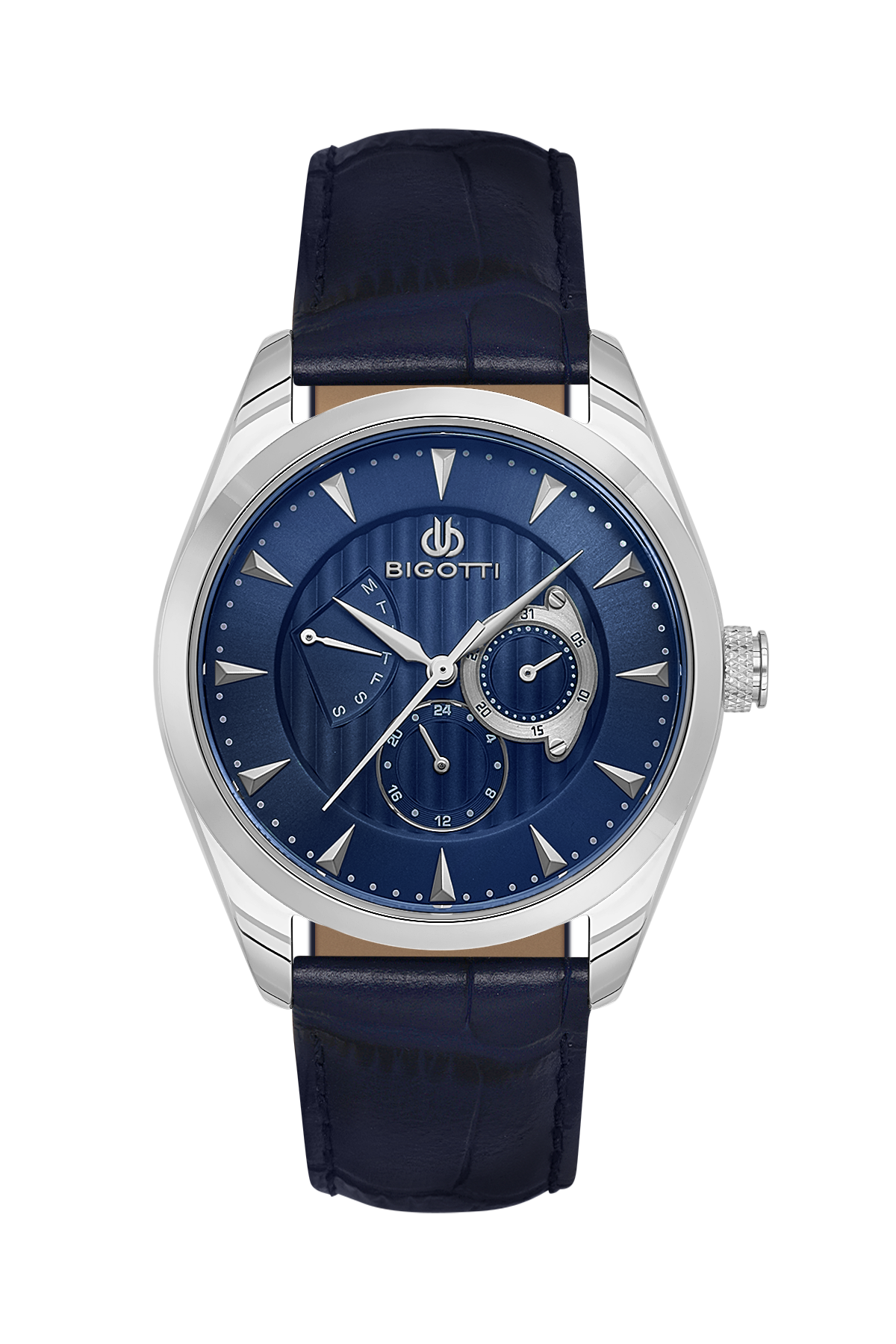 BIGOTTI BG.1.10623-3 NAVY BLUE LEATHER BAND NAVY BLUE DIAL  FOR MEN