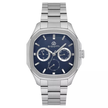 BIGOTTI BG.1.10625-3 SILVER STEEL BAND NAVY BLUE DIAL  FOR MEN