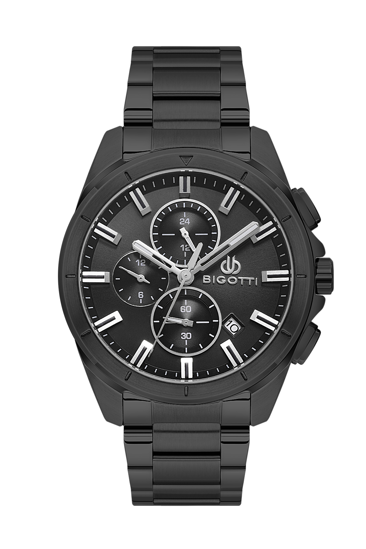 BIGOTTI BG.1.10629-5 BLACK STEEL BAND BLACK DIAL  FOR MEN