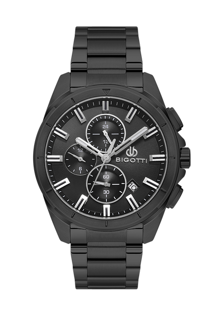 BIGOTTI BG.1.10629-5 BLACK STEEL BAND BLACK DIAL  FOR MEN