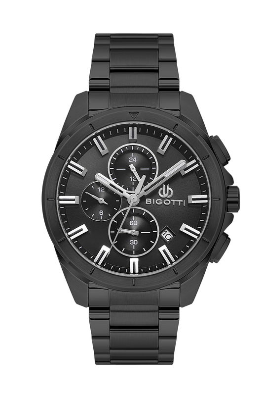 BIGOTTI BG.1.10629-5 BLACK STEEL BAND BLACK DIAL  FOR MEN