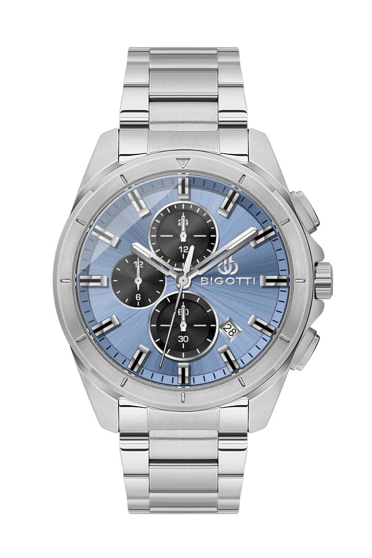 BIGOTTI BG.1.10629-6 SILVER STEEL BAND BABY BLUE DIAL  FOR MEN