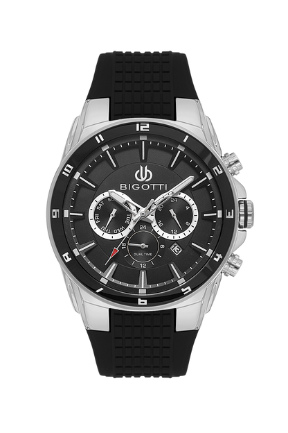 BIGOTTI BG.1.10648-1 BLACK RUBBER BAND BLACK DIAL  FOR MEN
