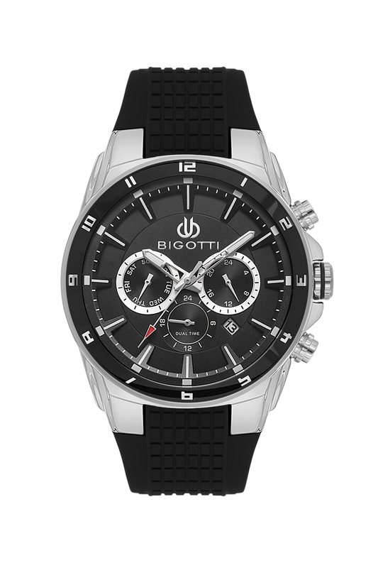 BIGOTTI BG.1.10648-1 BLACK RUBBER BAND BLACK DIAL  FOR MEN