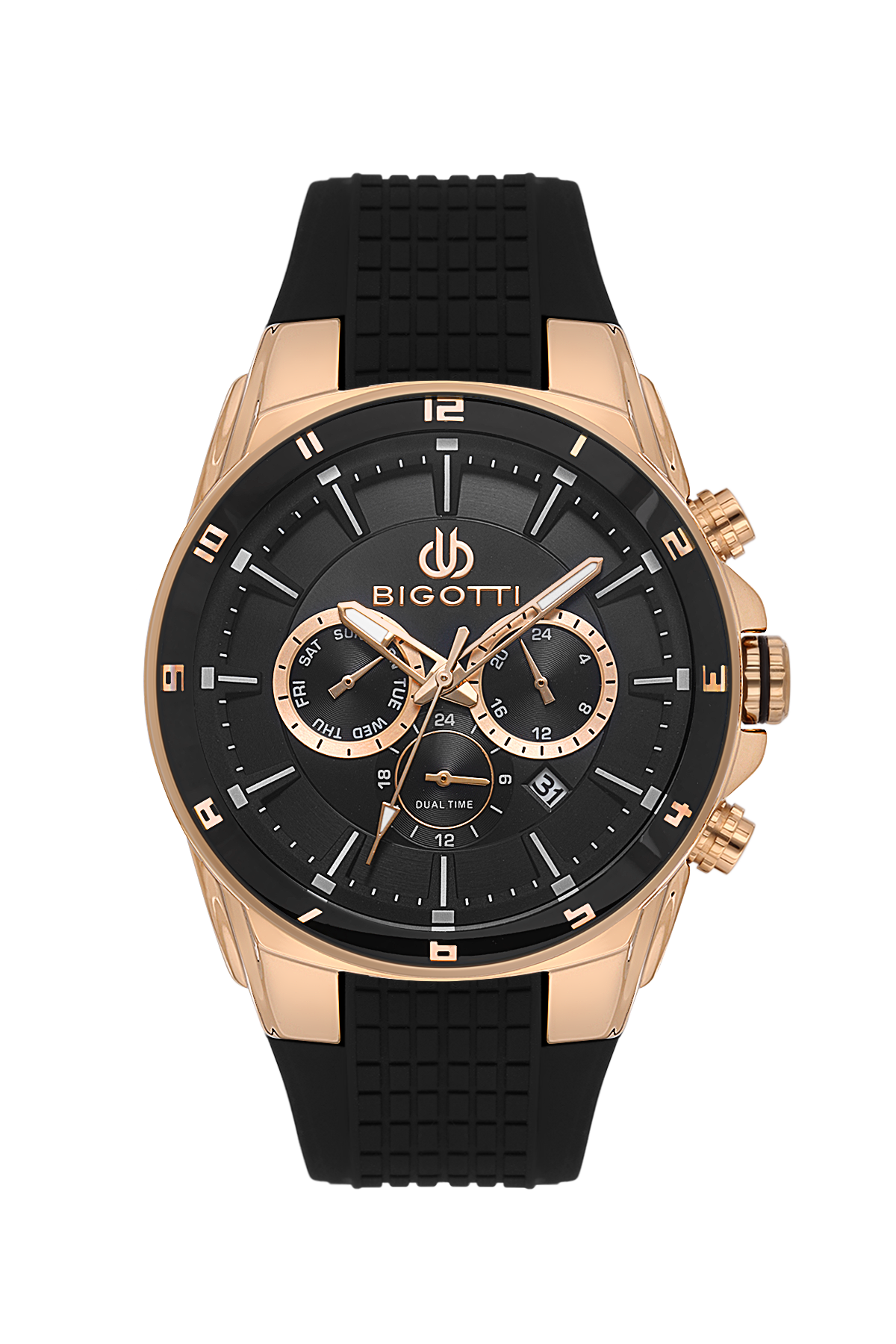 BIGOTTI BG.1.10648-3 BLACK RUBBER BAND BLACK DIAL  FOR MEN