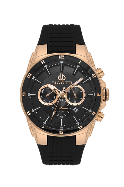 BIGOTTI BG.1.10648-3 BLACK RUBBER BAND BLACK DIAL  FOR MEN