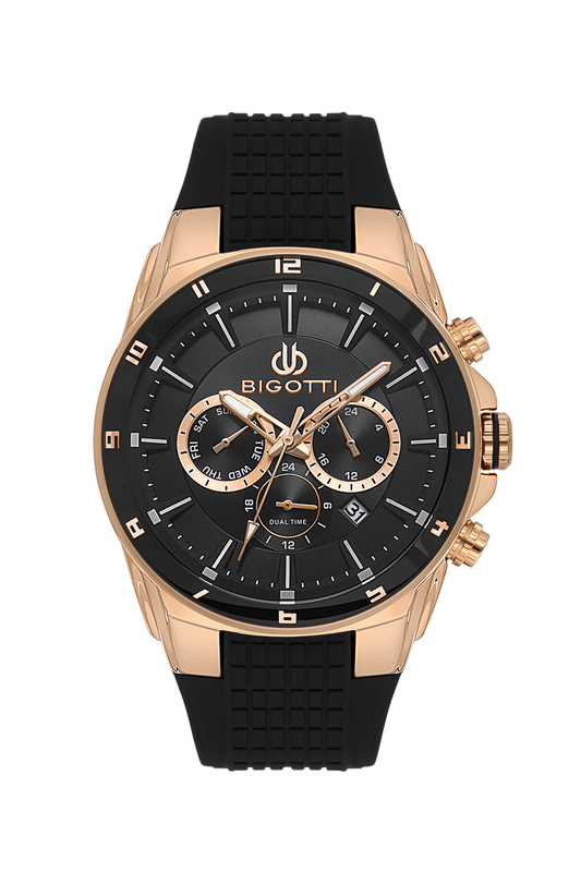 BIGOTTI BG.1.10648-3 BLACK RUBBER BAND BLACK DIAL  FOR MEN