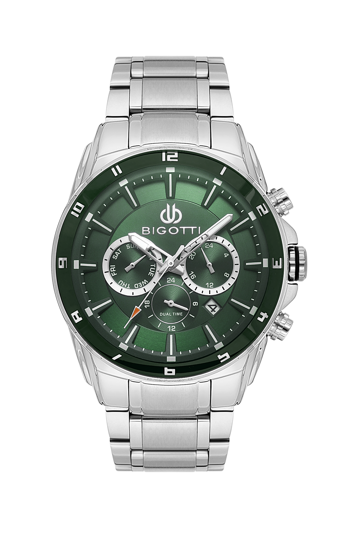 BIGOTTI BG.1.10649-3 SILVER STEEL BAND GREEN DIAL  FOR MEN