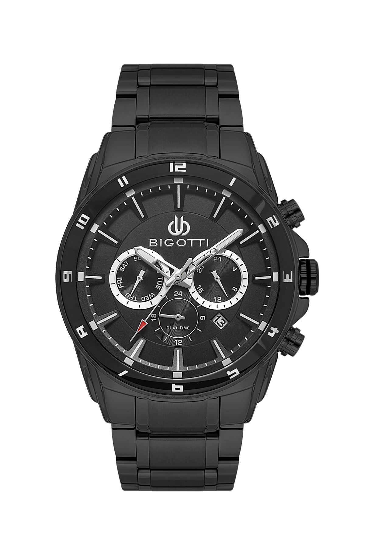 BIGOTTI BG.1.10649-5 BLACK STEEL BAND BLACK DIAL  FOR MEN