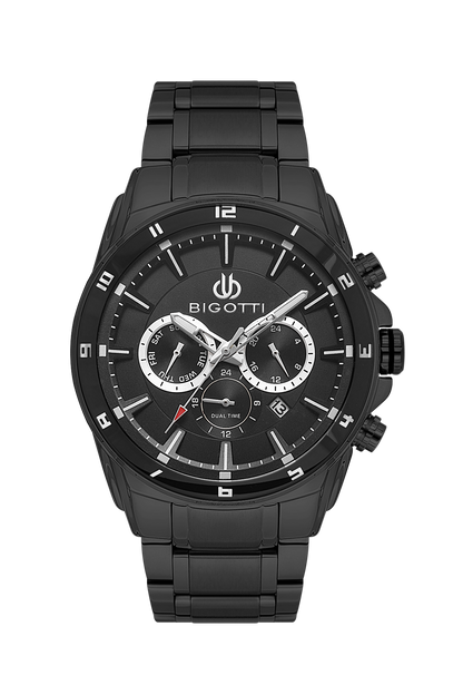 BIGOTTI BG.1.10649-5 BLACK STEEL BAND BLACK DIAL  FOR MEN
