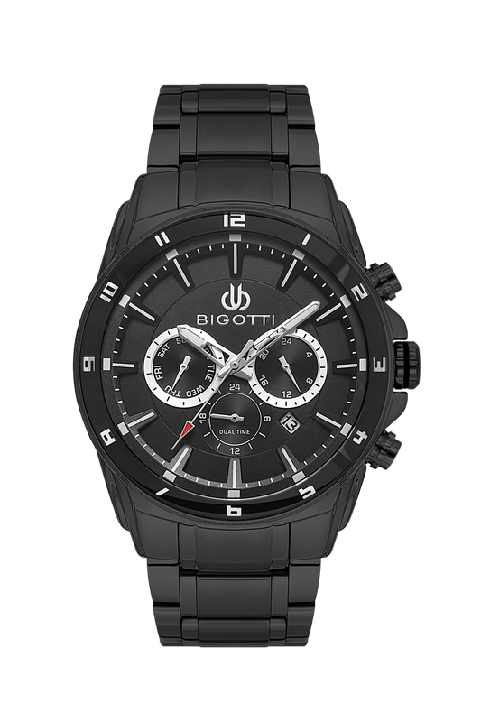 BIGOTTI BG.1.10649-5 BLACK STEEL BAND BLACK DIAL  FOR MEN