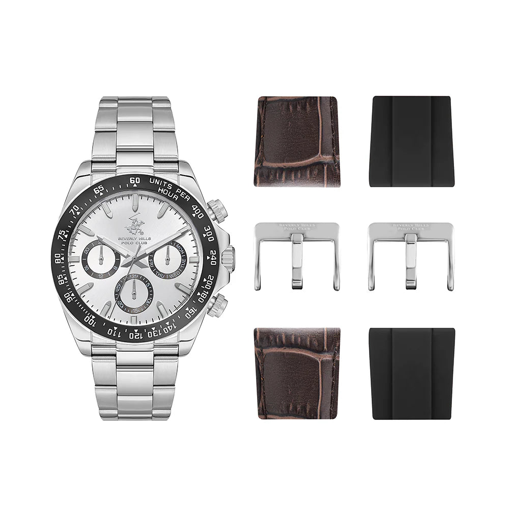 POLO BP3608X.330 SILVER STEEL BAND SILVER DIAL  FOR MEN