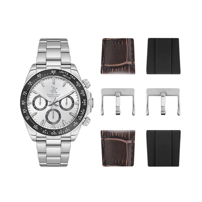 POLO BP3608X.330 SILVER STEEL BAND SILVER DIAL  FOR MEN