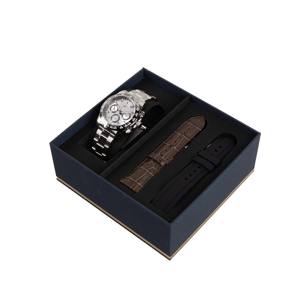 POLO BP3608X.330 SILVER STEEL BAND SILVER DIAL  FOR MEN