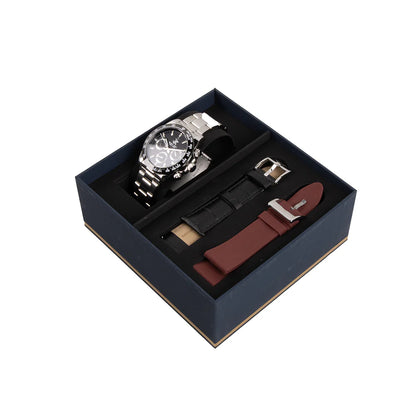 POLO BP3608X.350 SILVER STEEL BAND BLACK DIAL  FOR MEN