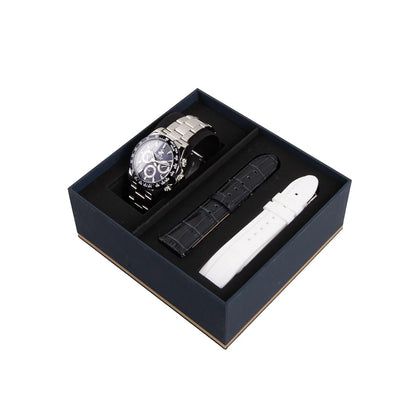 POLO BP3608X.390 SILVER STEEL BAND NAVY BLUE DIAL  FOR MEN