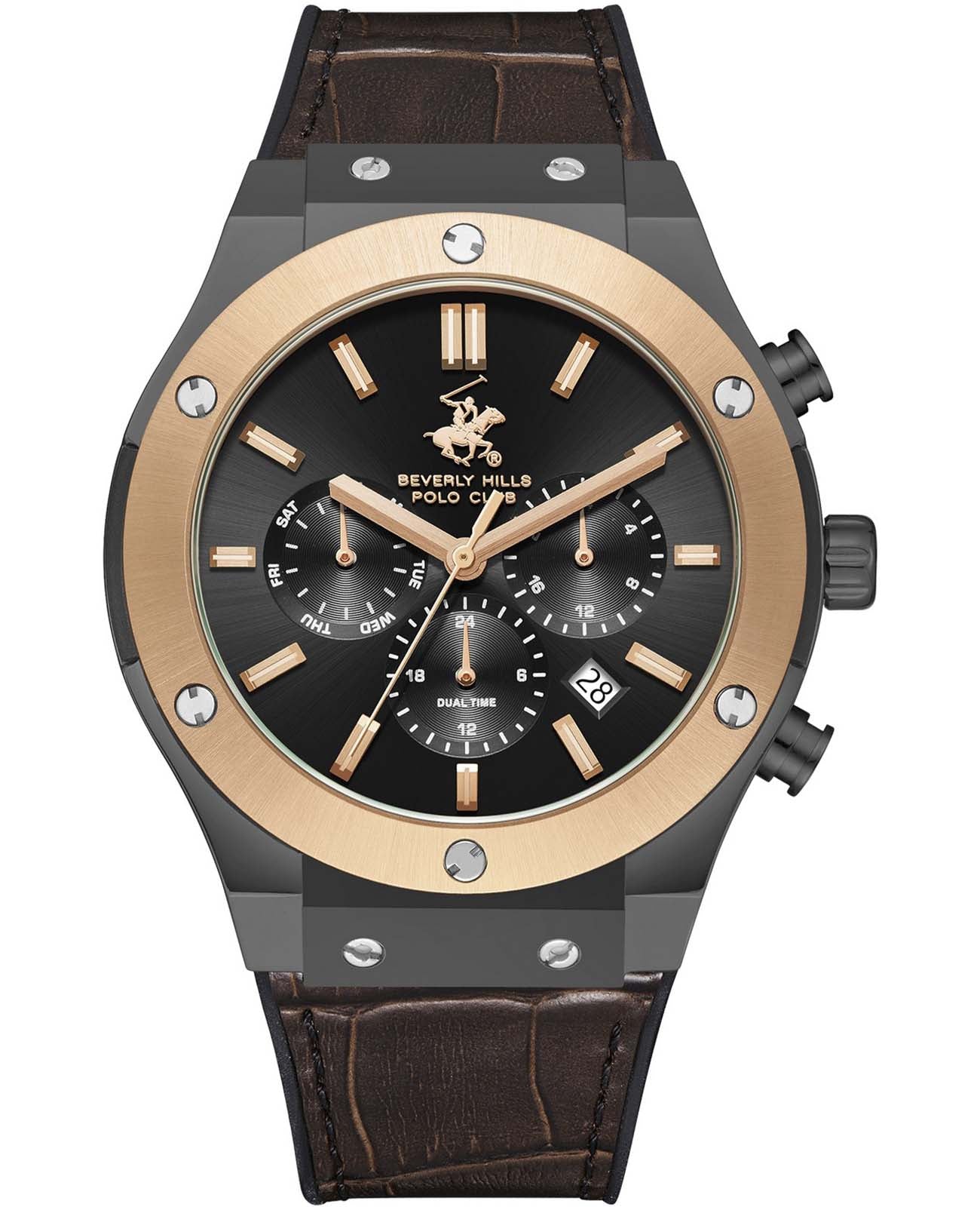 POLO BP3690X.062 BROWN LEATHER BAND BLACK DIAL  FOR MEN