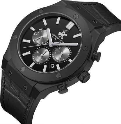 POLO BP3690X.651 BLACK LEATHER BAND BLACK DIAL  FOR MEN