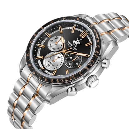 POLO BP3814X.550 SILVER AND ROSE GOLD STEEL BAND GREY DIAL  FOR MEN
