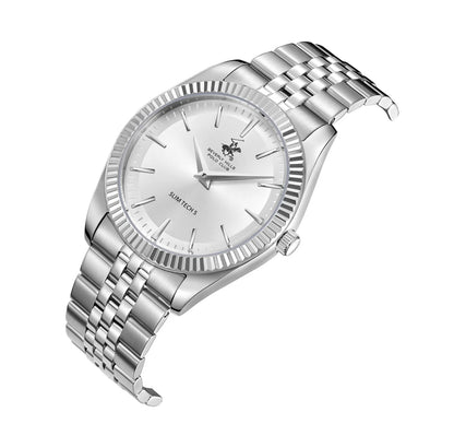 POLO BP3830X.330 SILVER STEEL BAND SILVER DIAL  FOR MEN