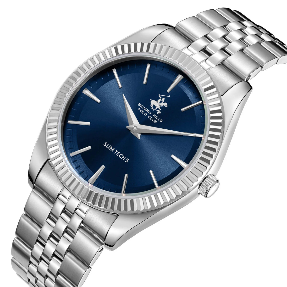 POLO BP3830X.390 SILVER STEEL BAND NAVY BLUE DIAL  FOR MEN