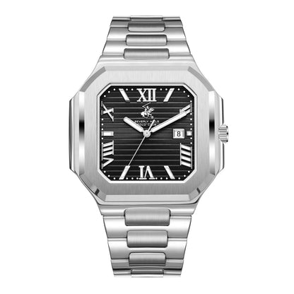 POLO BP3845X.350 SILVER STEEL BAND BLACK DIAL  FOR MEN