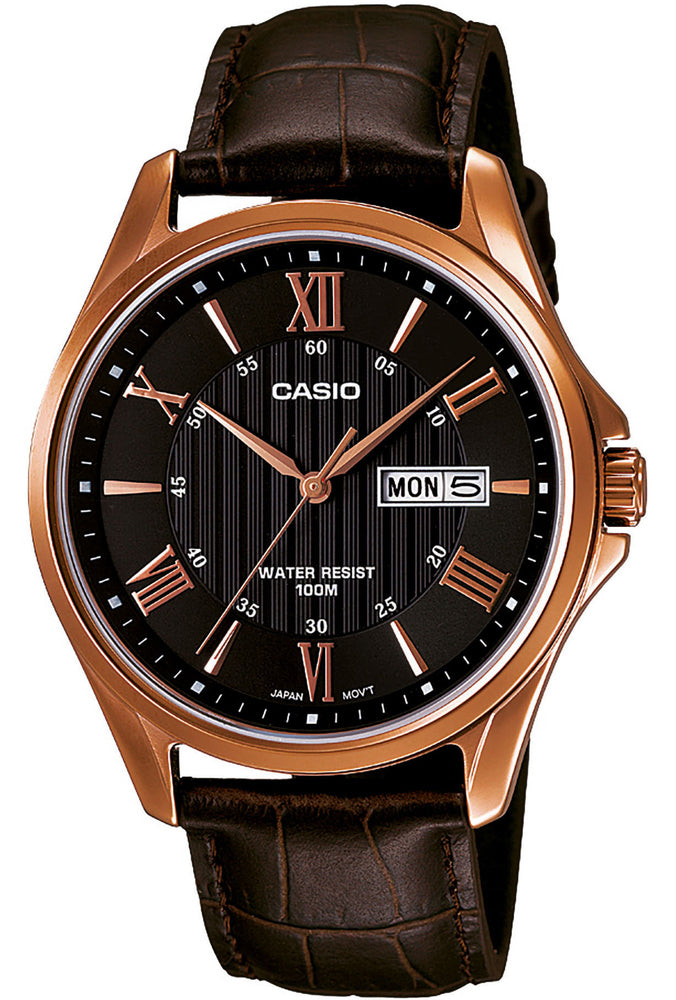 Casio MTP-1384L-1AV Men's Rose Tone Leather Band