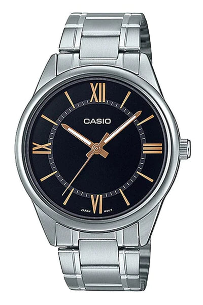 Casio MTP-V005D-1B5 Men's Standard Stainless Steel Roman Black Dial Analog