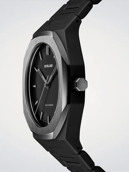 D1 MILANO D1-PCBJ13 BLACK POLY CARBON BAND BLACK DIAL FOR MEN