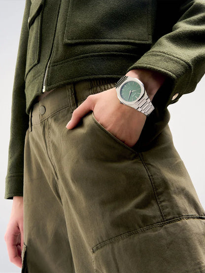 D1 MILANO D1-UTBJ06 SILVER STEEL BAND GREEN DIAL FOR MEN