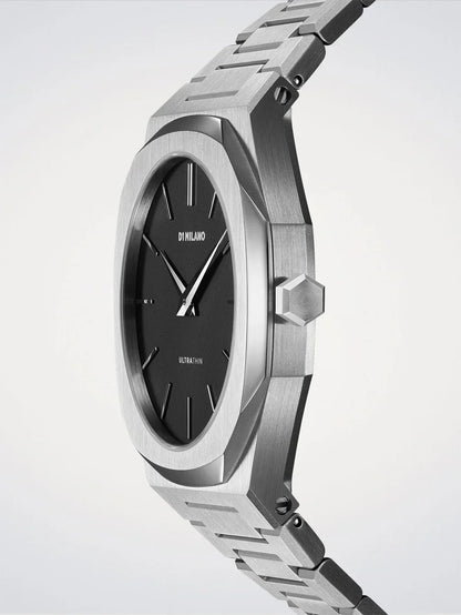 D1 MILANO D1-UTBJ40 SILVER STEEL BAND BLACK DIAL FOR MEN