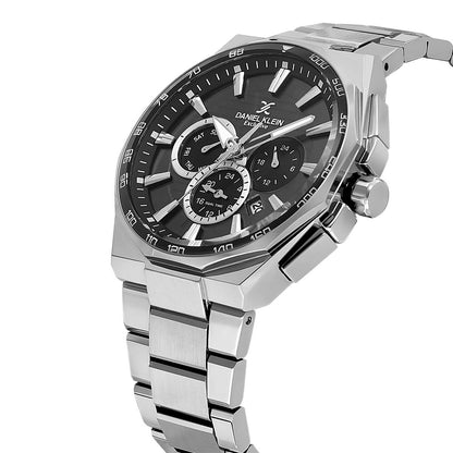 DANIEL KLEIN  DK.1.13977-1 SILVER STEEL BAND BLACK DIAL  FOR MEN