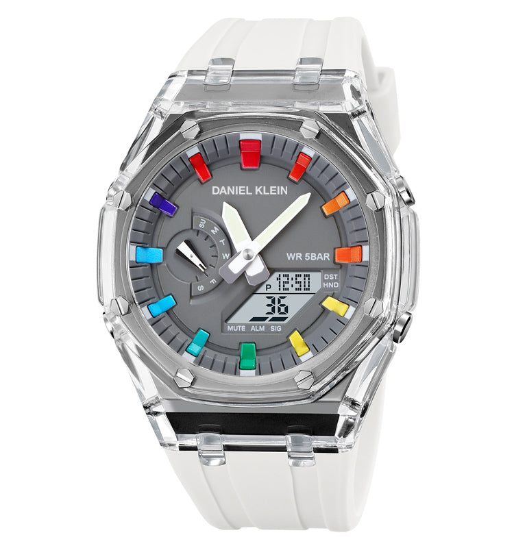 DANIEL KLEIN  DK.2100-4 WHITE RUBBER BAND GREY DIAL  FOR MEN