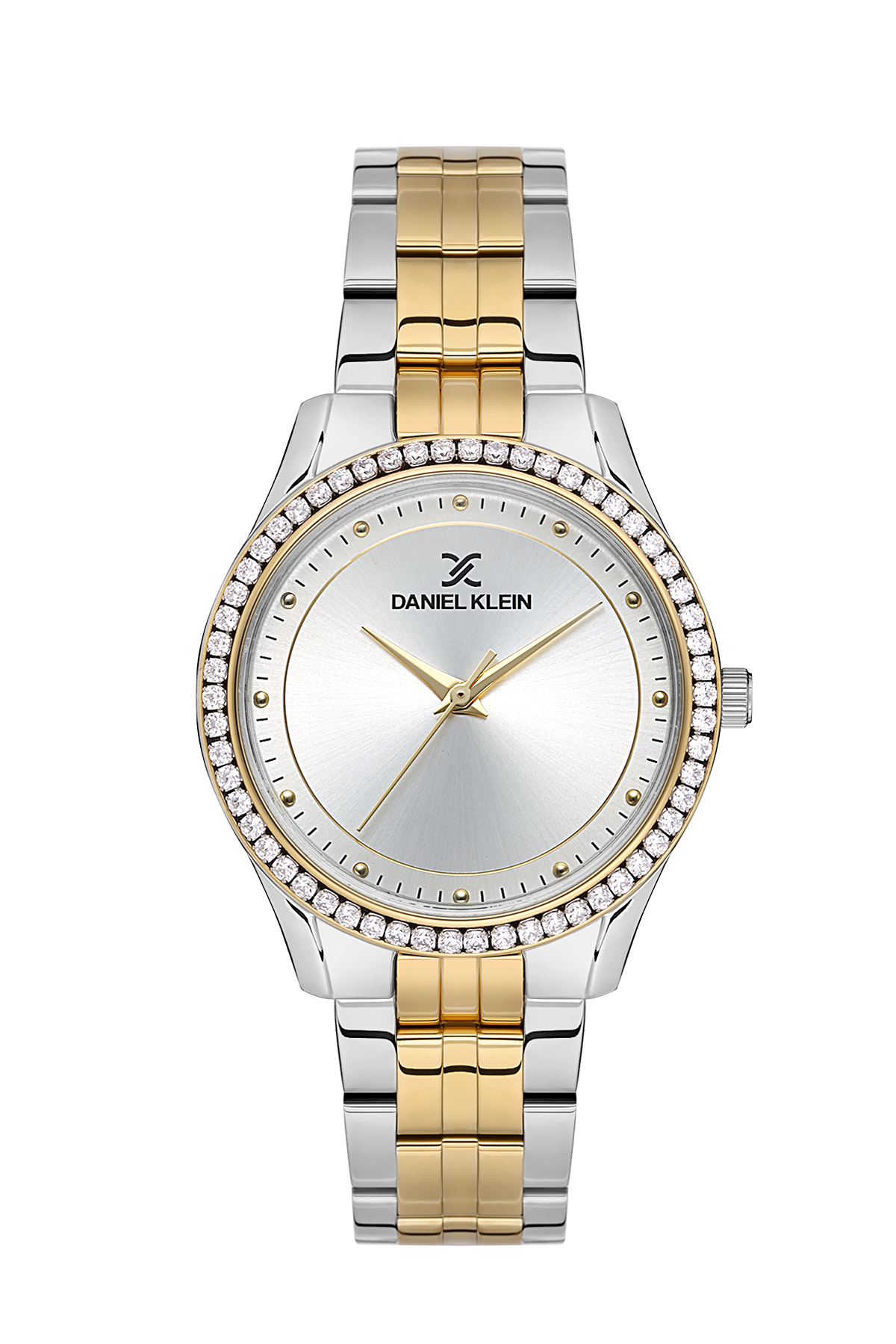 DANIEL KLEIN  DK.1.13584-2 SILVER AND GOLD STEEL BAND SILVER DIAL  FOR WOMEN