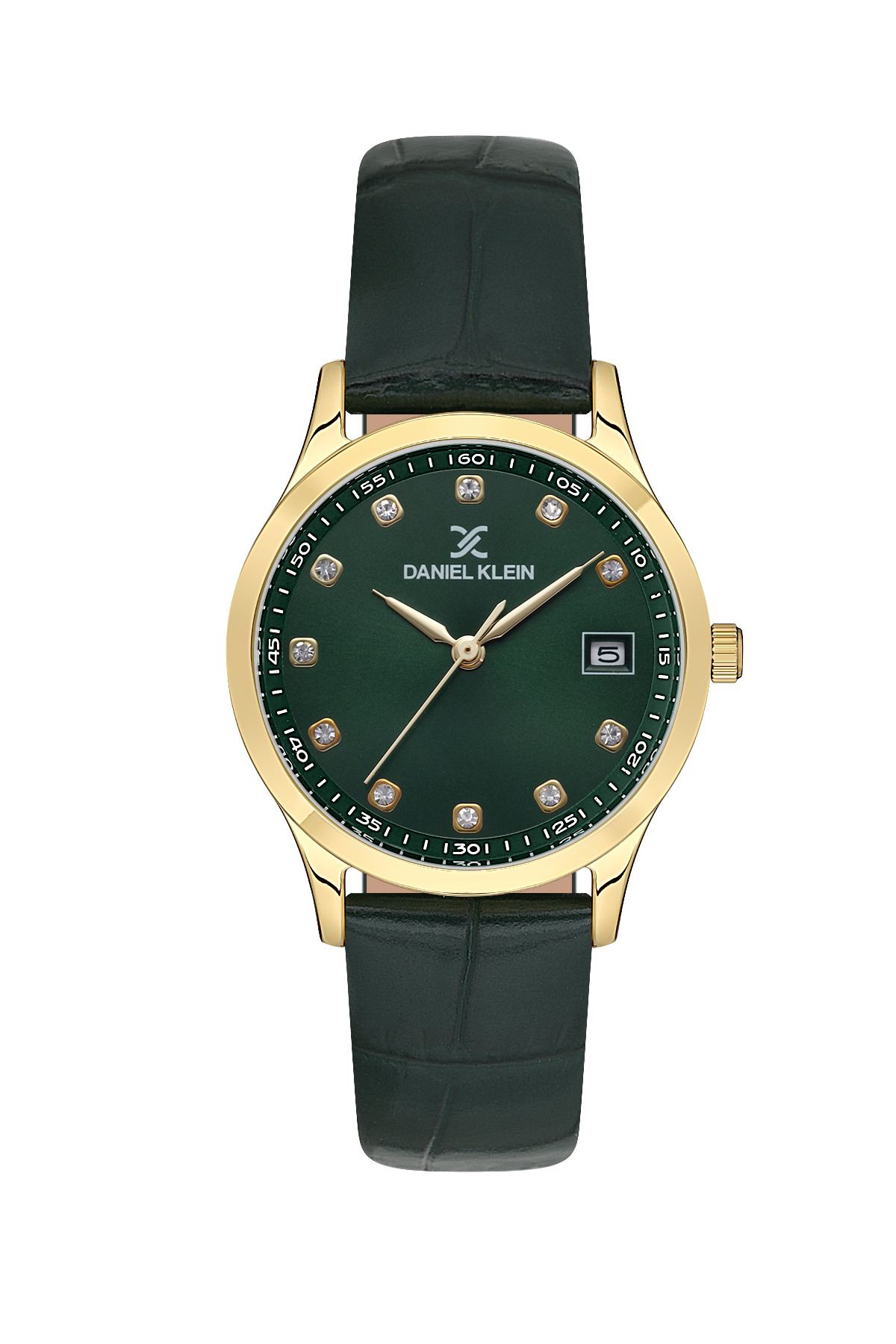DANIEL KLEIN  DK.1.13595-3 GREEN LEATHER BAND GREEN DIAL  FOR WOMEN