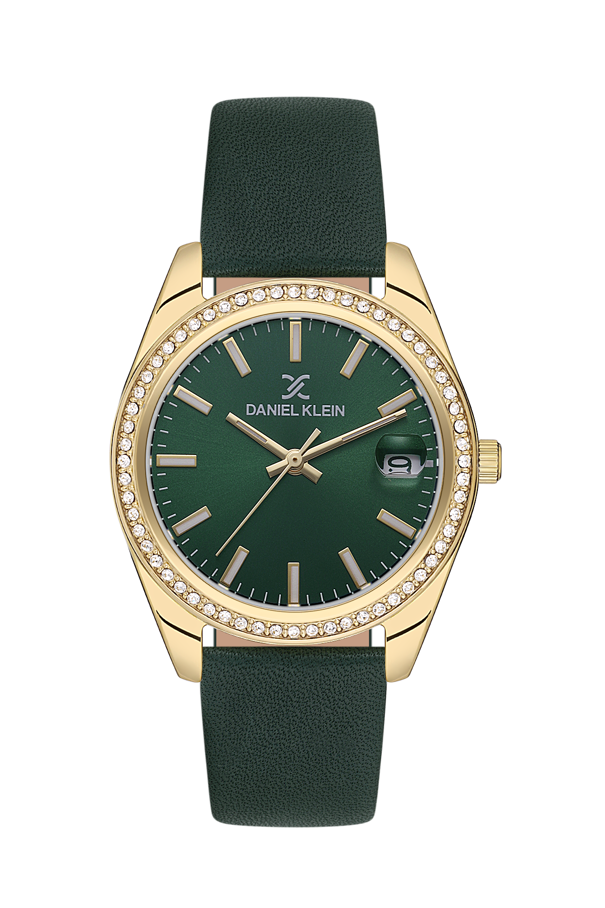 DANIEL KLEIN  DK.1.13597-4 GREEN LEATHER BAND GREEN DIAL  FOR WOMEN